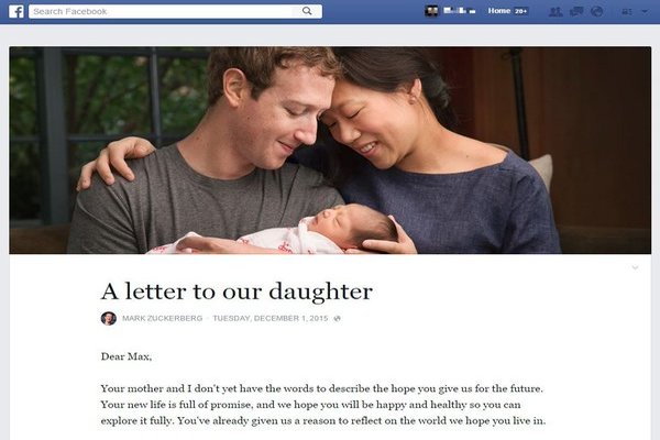Zuckerbergs Welcome New Baby and a Charitable Idea